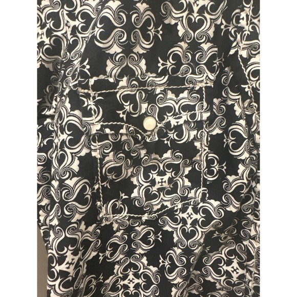 Cruel Girl Western Shirt Medium Black White Print Long Sleeve pearl snap horse - Picture 2 of 7